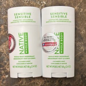 NEW 🆕 Lot of Two Native Sensitive Whole Body Deodorants - Cucumber & Mint